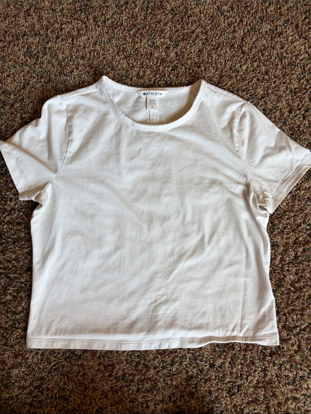 Athleta White Short Sleeve Crewneck Tee